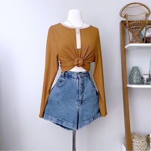 Ribbed Long Sleeve Burnt Orange Top